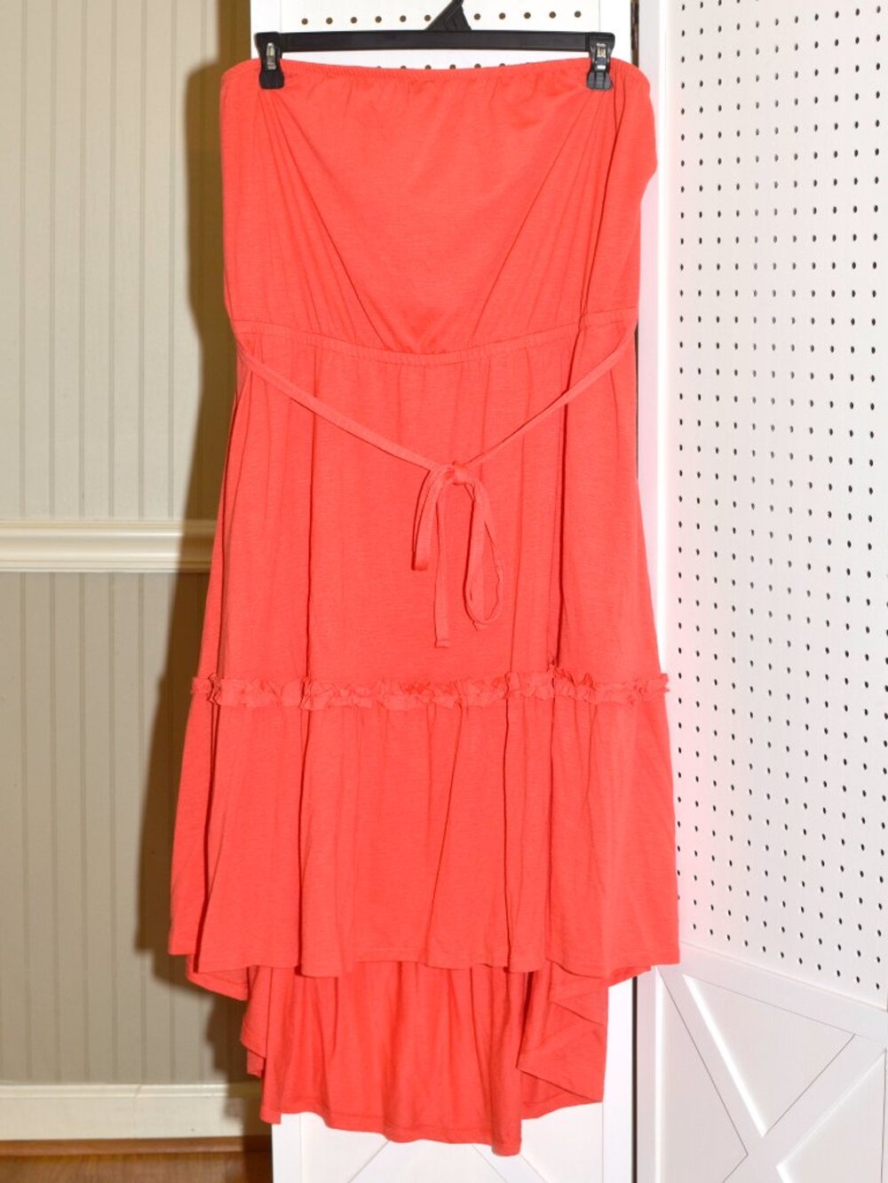 Plus Size 3X (22W-24W) Faded Glory Coral Orange Strapless Tube Hi-Low Sun Dress